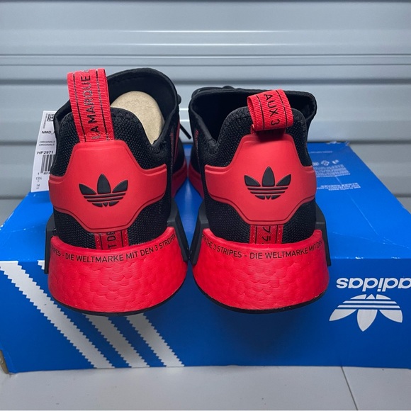 Adidas NMD R1 Black Vivid Red Size 14 HP2971 Men’s Shoes NEW. - Picture 3 of 5